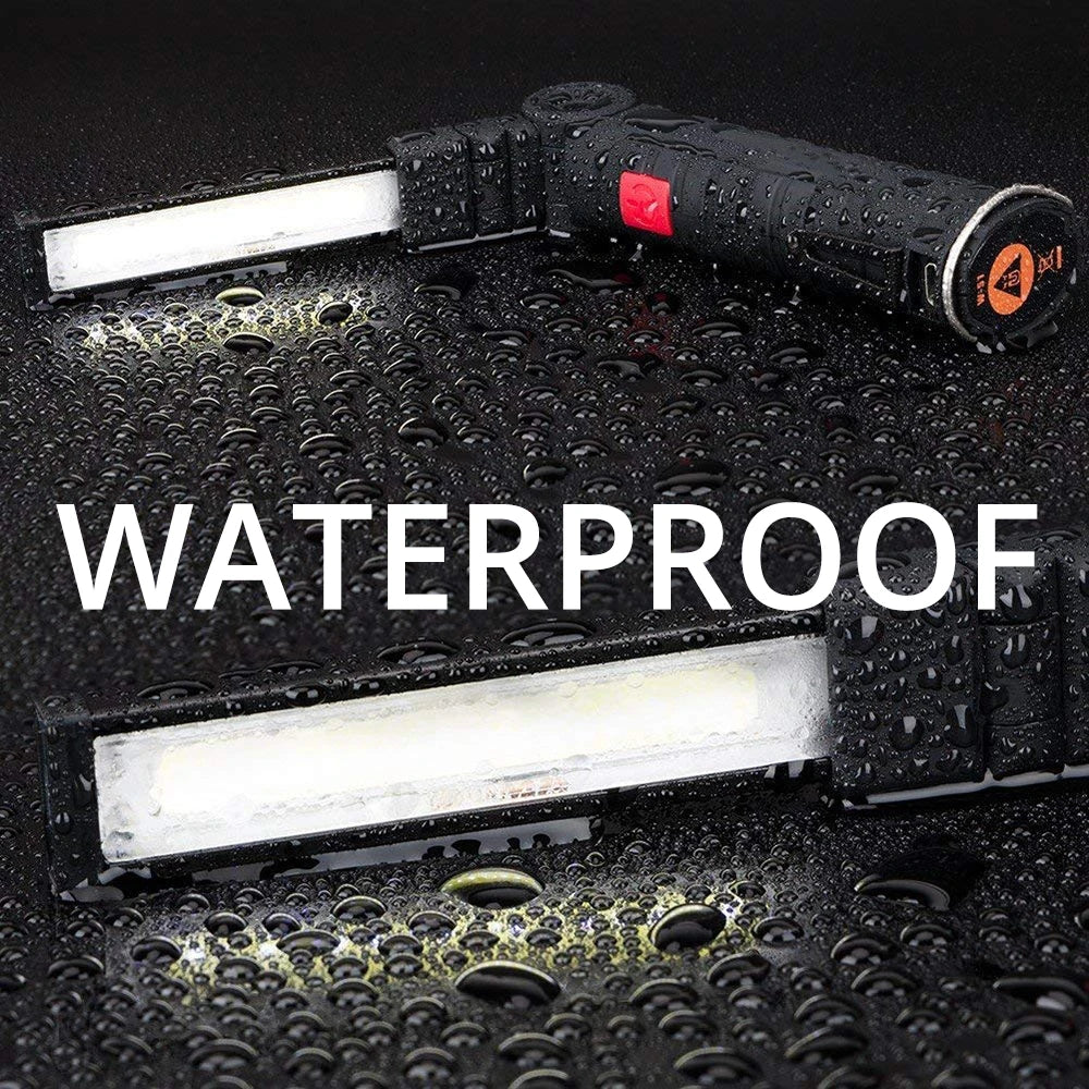 Rechargeable Camping LED Flashlight Work Light with Magnet and Hook IP64 Waterproof 5 Lighting Modes Suitable for Night Work