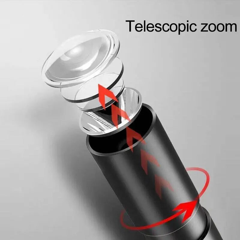 Mini Telescopic Zoom Flashlight 3 Light Mode Torch USB Rechargable Waterproof Powerful Flashlights Outdoor Portable Torch Lamp