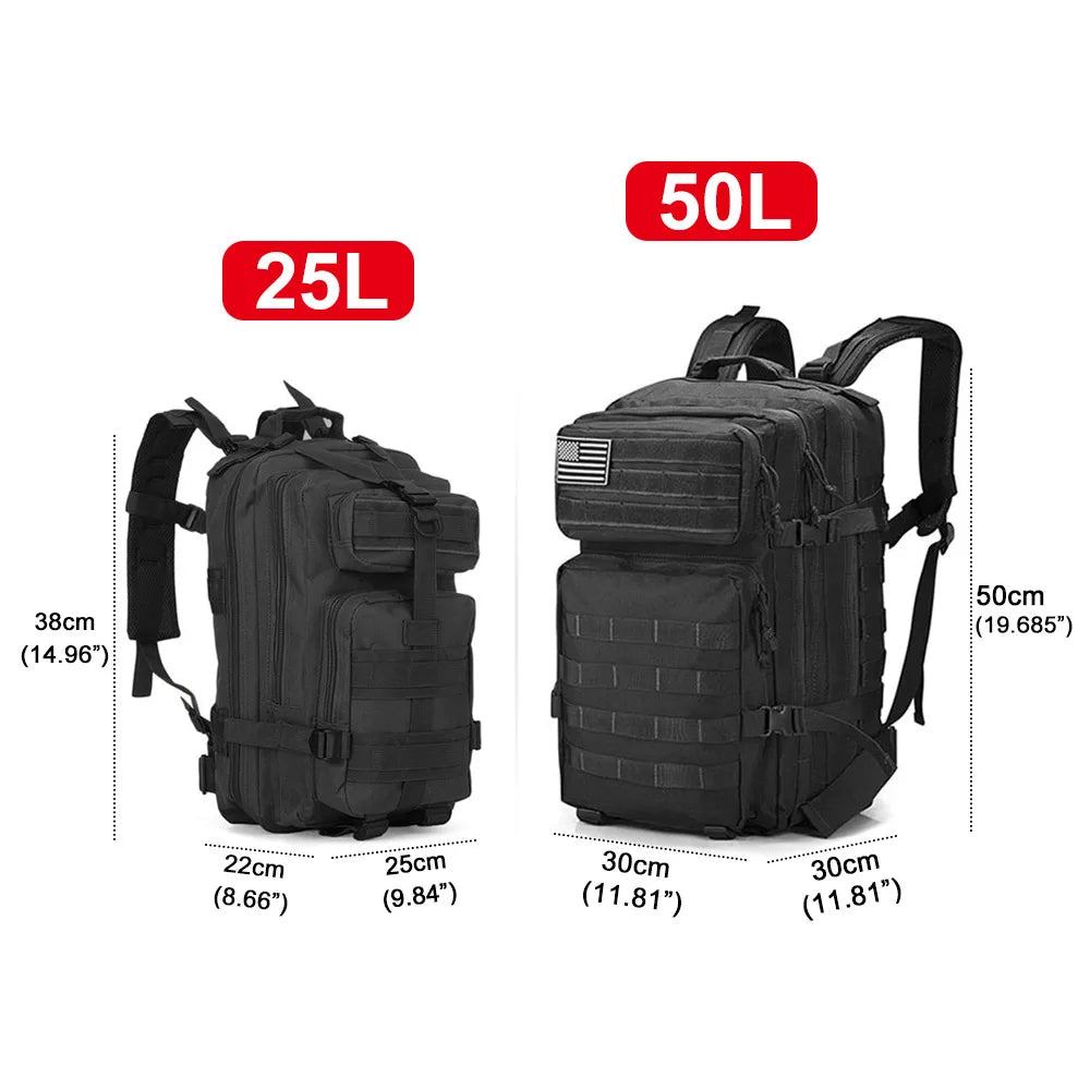 50L Tactical Backpack Men's Travel Large Capacity Rucksacks Men Waterproof Outdoor Sports Multi-functional Bags