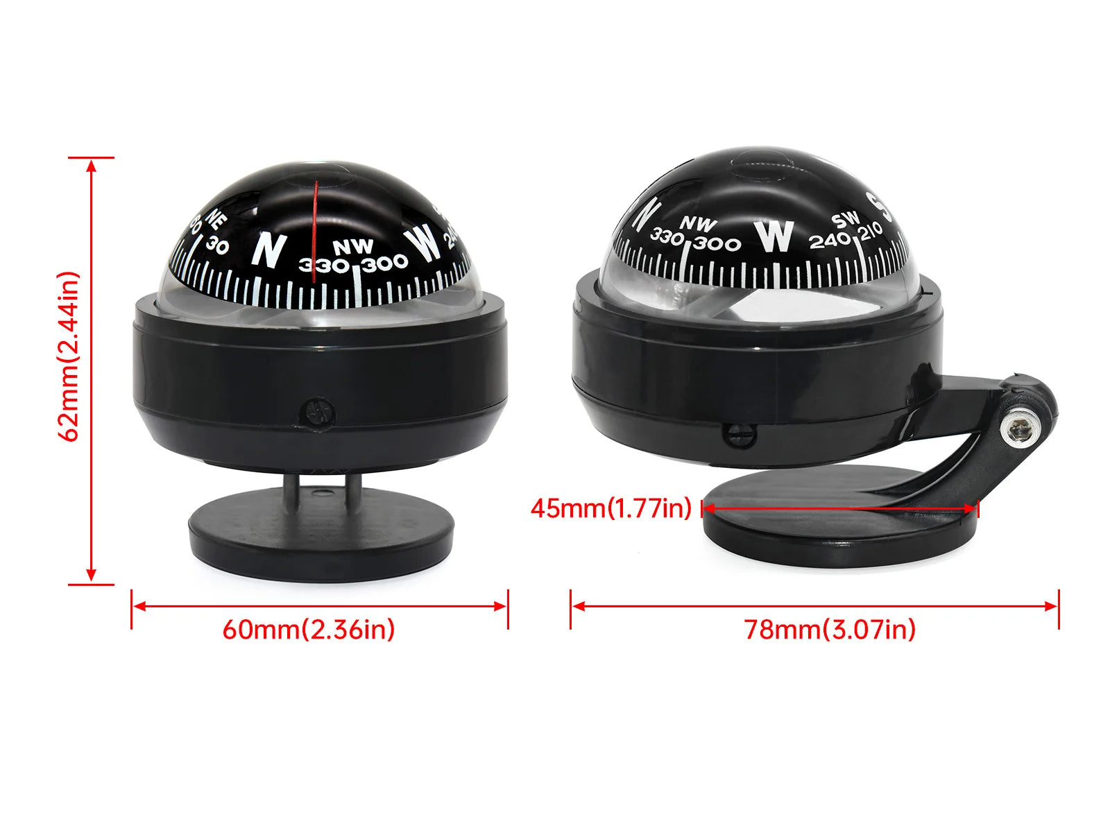 HD Sea Marine Pivoting Compass Electronic Navigation Compass Camping Gear LED Light Compass Guide Ball for Boat Vehicle Car