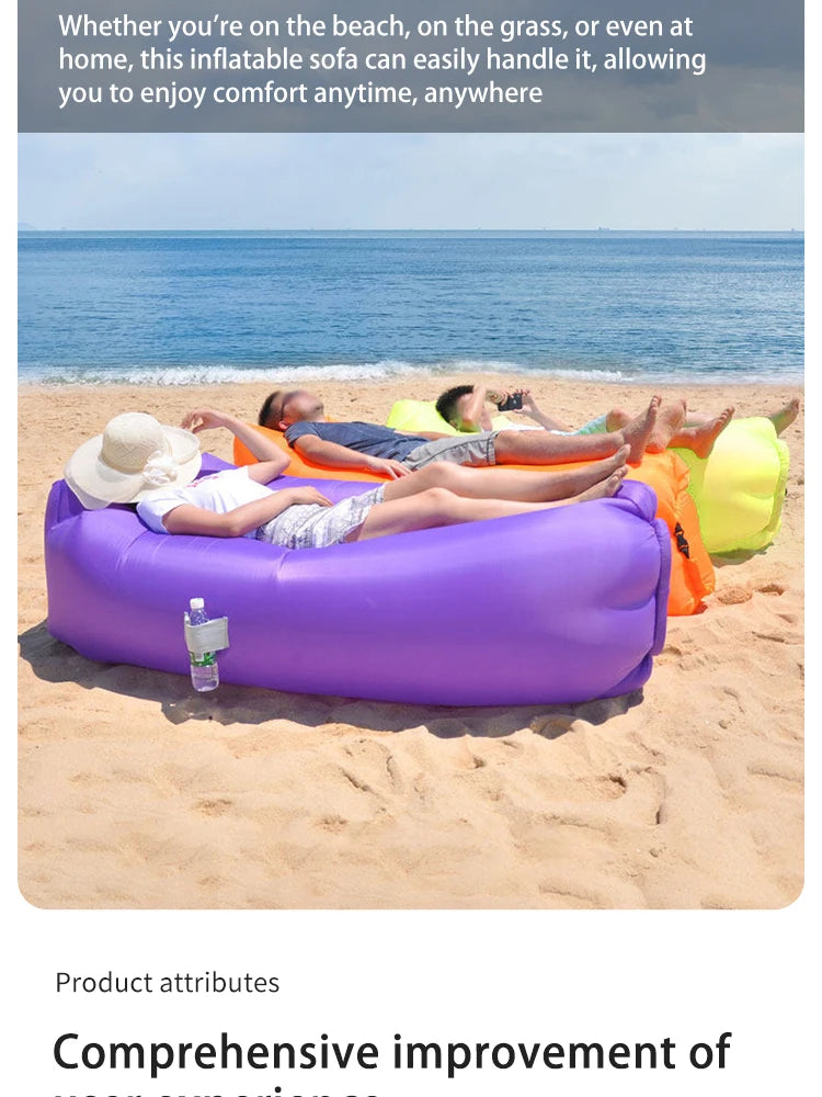 Lazy Inflatable Sofa Outdoor Portable Beach Air Sofa Folding Camping Inflatable Sofa Bed Sleeping Bag Single Person