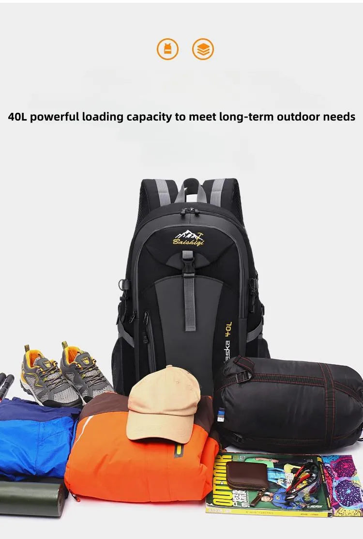 40L Large  Backpack Nylon Waterproof Casual Outdoor Travel Backpack Ladies Hiking Camping Mountaineering Bag Youth Sports Bags