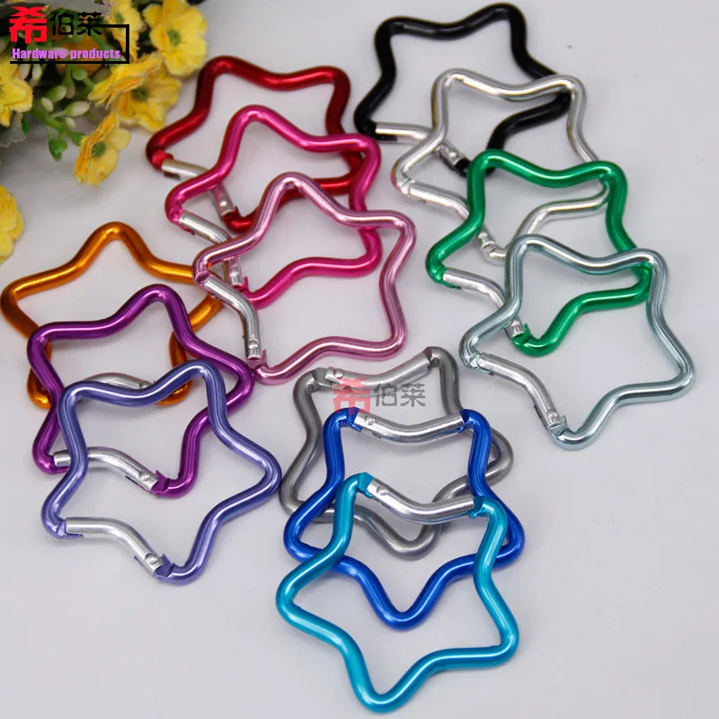 1 Pcs Five-pointed Star Shaped Aluminum Carabiner Key Chain Clip Outdoor Camping Keyring Hook Water Bottle Hanging Buckle