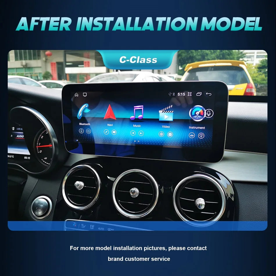 Android 14 Wireless CarPlay For Mercedes Benz C Class W205 2014-2018 Car Multimedia Navigation GPS SWC DSP 4G WiFi