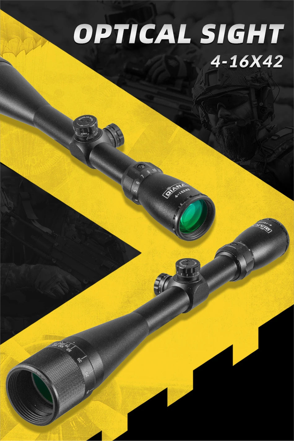 DIANA 4-16X42 Tactical Rifle scope Mil Dot Reticle Optical Sight Hunting Optics Scope Air Gun Spotting scope for rifle hunting