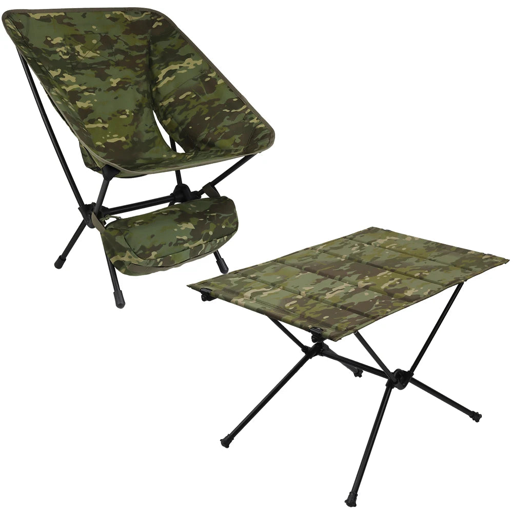 Tactical Outdoor Camping Fishing Folding Moon Chair Travel Hiking Picnic Barbecue Folding Table Military Hunting Portable Stool