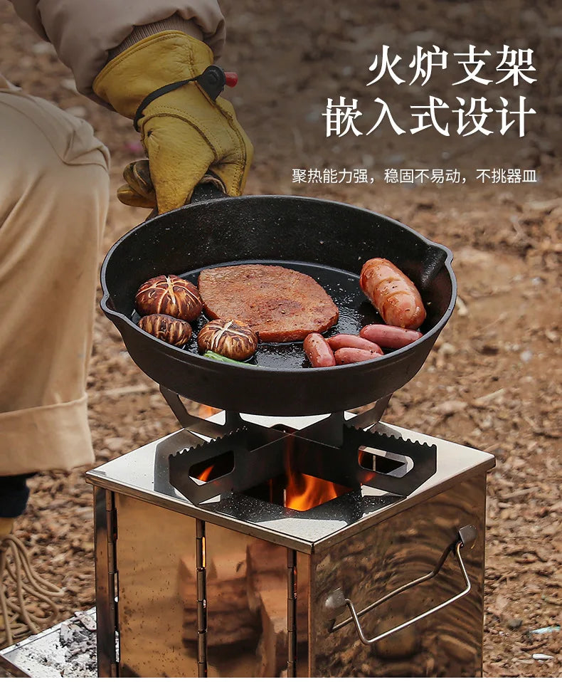 Camping Picnic Portable Folding Charcoal Oven Outdoor Grill New Style Outdoor Folding Wood Stove Mini Stainless Steel Oven Gift