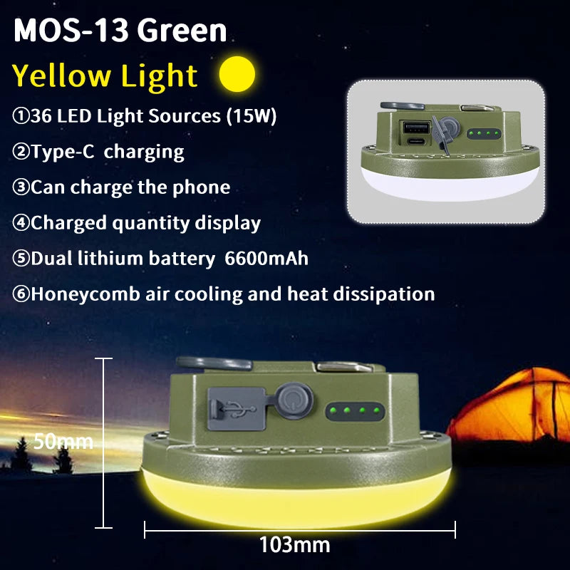 MOSLIGHTING Camping Light Rechargeable Portable Suspension Magnetic Suction Ultra Bright LED Tent Light Fishing Lights Outdoors