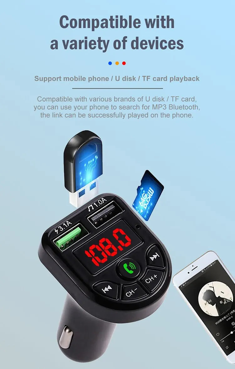 Car Bluetooth Mp3 Connection Charger Music Player Multifunctional Car Bluetooth Receiver Mobile Hands Free Voice Navigation