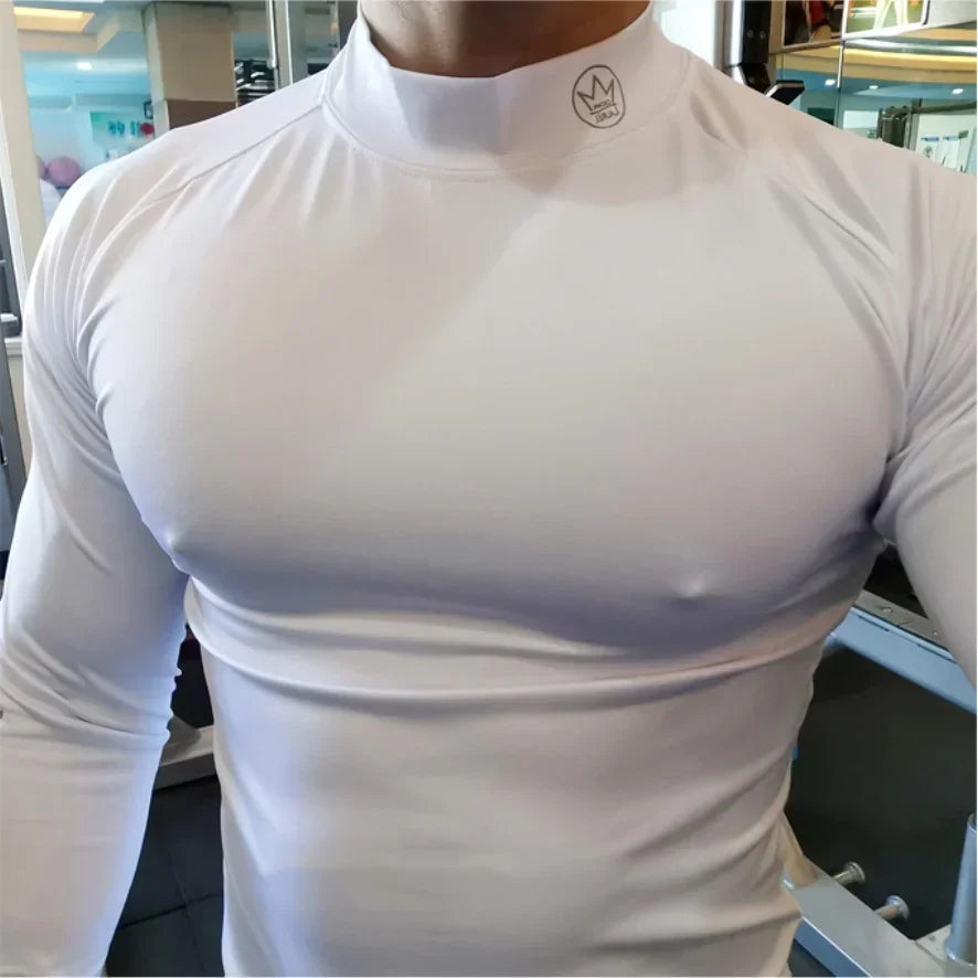 Gym Long Sleeve Shirt Men Fitness Training T-shirt Running Sport Bodybuilding Skinny Tee Tops Muscle Workout Clothing