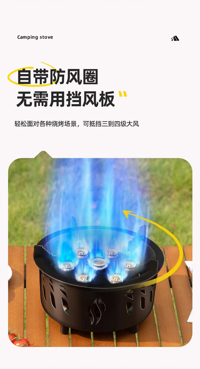 20000W Camping Stove 7-Core Strong Fire Power Portable Tourist Gas Burner Windproof Electronic ignition Outdoor Stoves BBQ