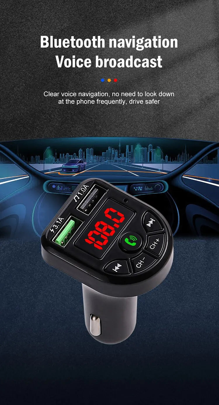 Car Bluetooth Mp3 Connection Charger Music Player Multifunctional Car Bluetooth Receiver Mobile Hands Free Voice Navigation