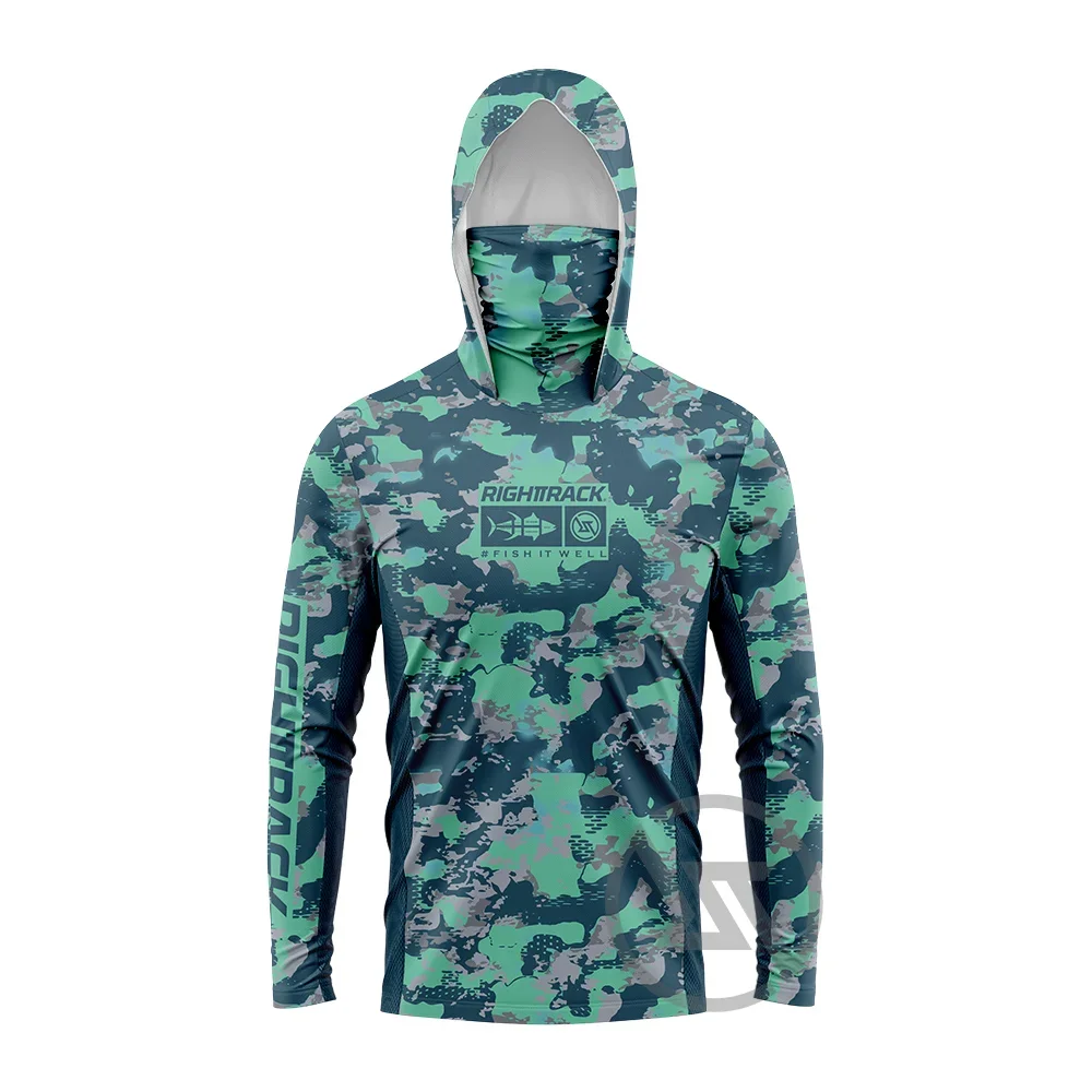 Hot RT Mask Hoodies Fishing Clothing UPF50  UV Fluor Camo Hunting Climbing Camping Hiking Breathable Angling Apparel