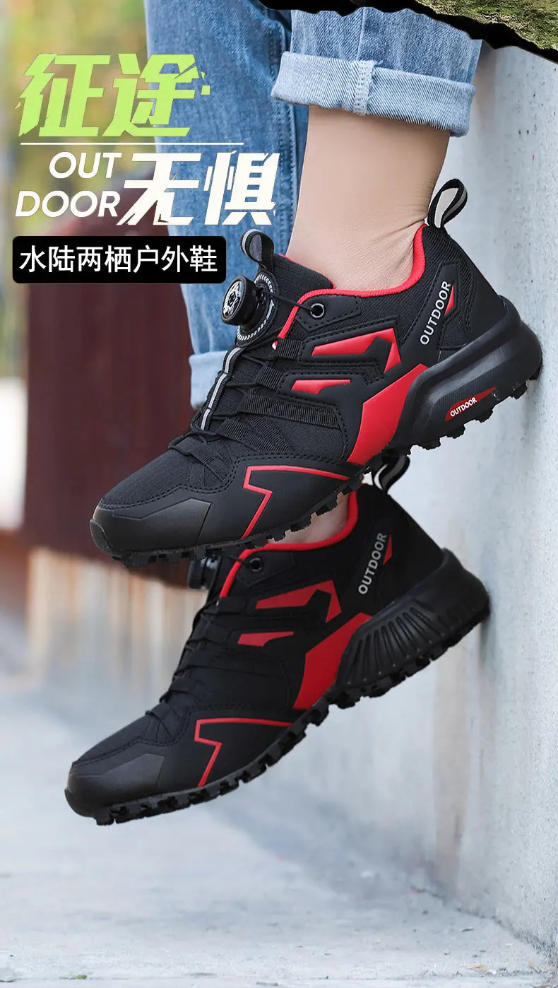 Original Men Hiking Shoes Breathable Mesh Men Sneakers Lightweight Outdoor Running Sport Cycle Lock Shoes Men Camping Trekking