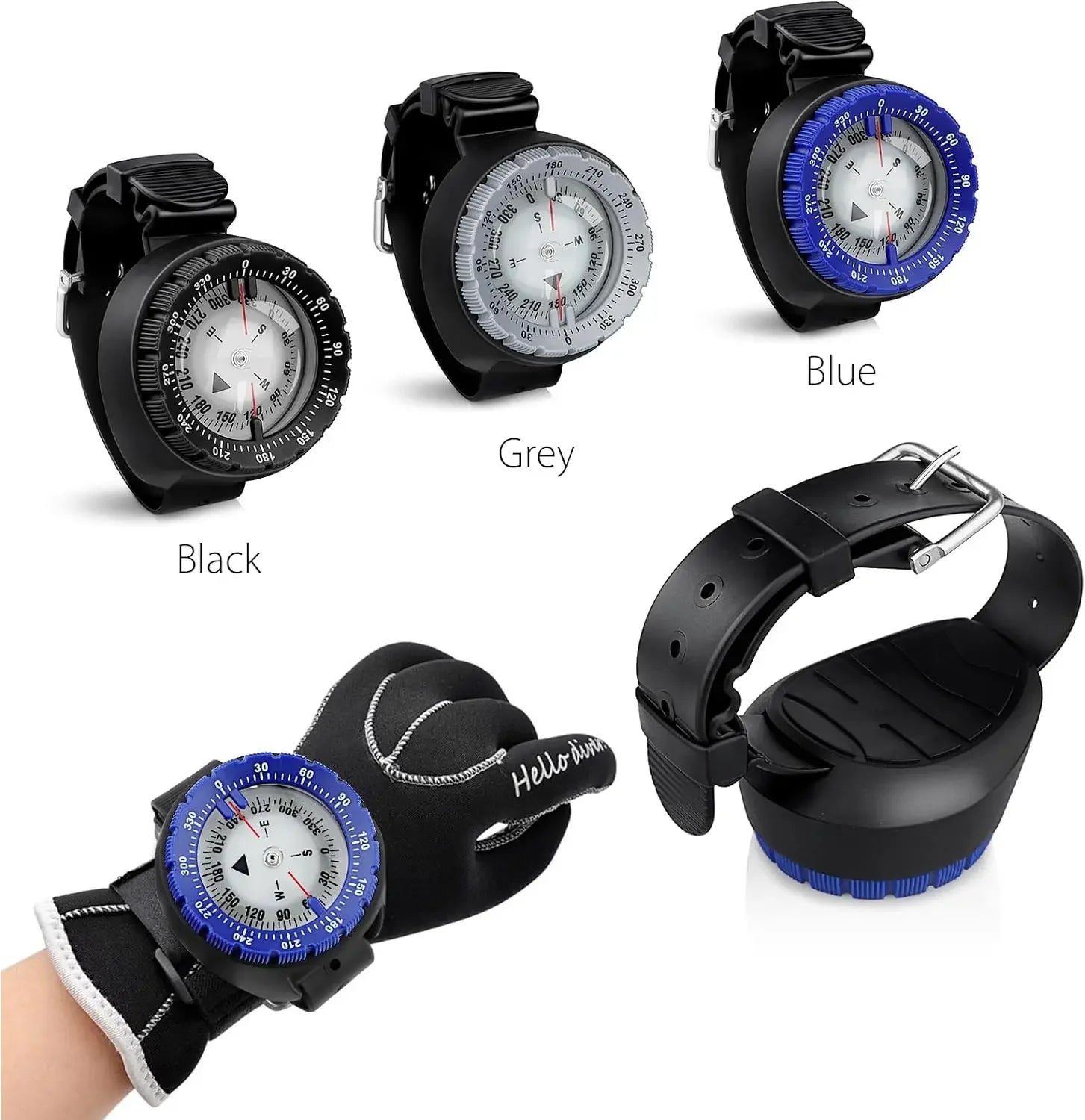 Underwater Navigation Compass 50m Professional Waterproof Scuba Luminous Dial Wrist Strap Compass For Diving Camping Swimming