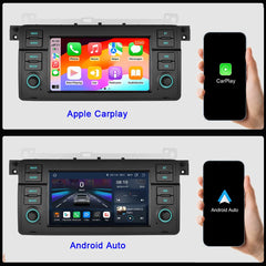 Junuse 7" Android 12 Radio For BMW S3 E46 Car Stereo Multimedia 318/320/325/330/335 M3 1998-2006 Wireless CarPlay AUTO GPS DSP