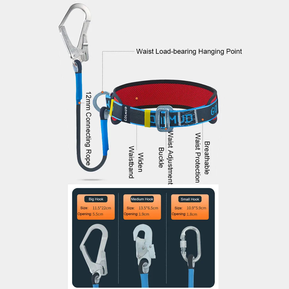 Single Waist Work Safety Belt High-altitude Harness Outdoor Rock Climbing Training Electrician Construction Safe Rope Hook Suits