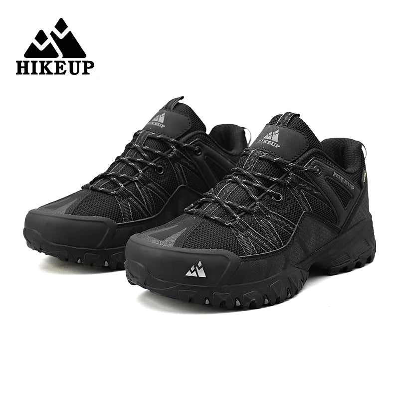 HIKEUP Men Hiking Shoes Mesh Fabric Climbing Shoes Outdoor Trekking Sneakers For Men Rubber Sole Factory Outlet