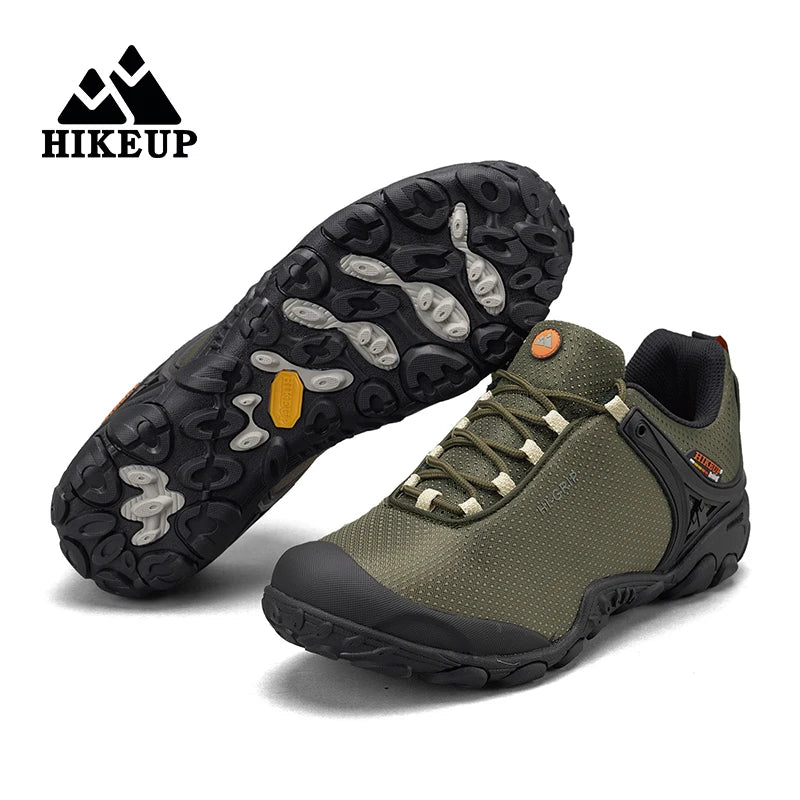 HIKEUP New Hiking Shoes Elevated Insoles Wear-resistant Outdoor Sport Men Shoes Lace-Up Men's Climbing Trekking Hunting Sneakers