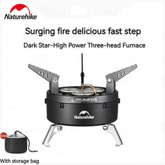 Naturehike Dark Star Gas Stove Three Burner Burner IGT Table Stove Top 3300W Outdoor Camping Picnic Electric-ignite Adjustable