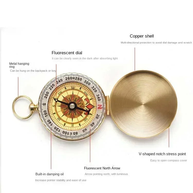 Navigation Compas Portable Compass Travel By Walking Survival Pocket Brass Gold Compass High Quality Camping Gift Hiking Sports