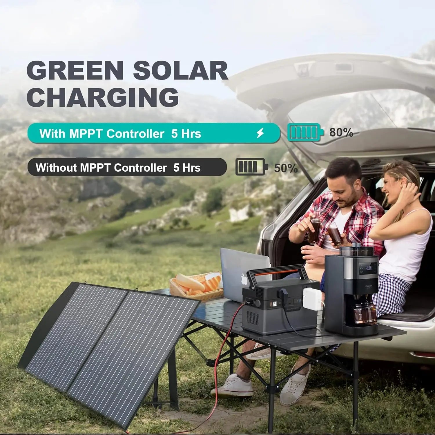 ALLPOWERS S700 Portable Power Station 700W, MPPT Solar Generator 606Wh with AC DC USB Car Ports, 0-80% in 1.5 Hrs for Camping