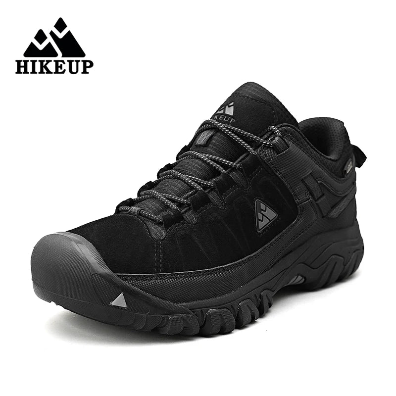 HIKEUP New High Quality Men Hiking Shoes Durable Leather Climbing Shoes Outdoor Walking Sneakers Rubber Sole Factory Outlet