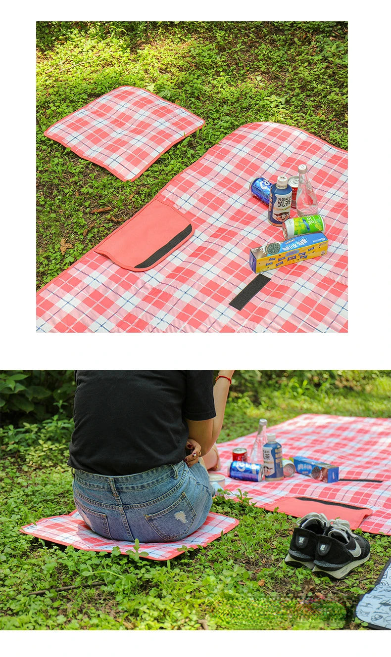 1pc Foldable Outdoor Camping Mat Seat Cushion, Printed moisture-proof travel folding pad Cushion Portable Hiking Activities Pad