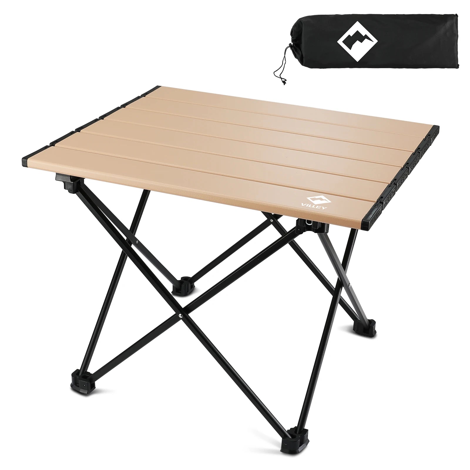 Villey Outdoor Folding Tables and Chairs Portable round Picnic Table Egg Roll Table Aluminum Alloy Camping Dinner Table