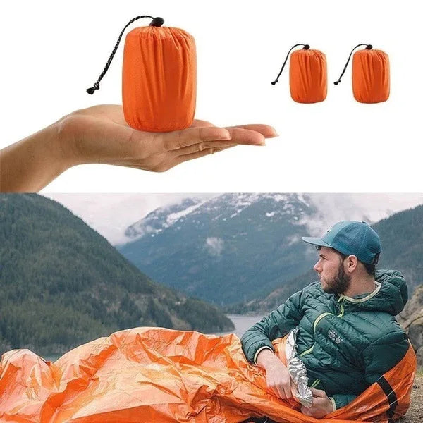 Portable Waterproof Emergency Survival Sleeping Bag Outdoor Edc Camping Gear Thermal Sack First Aid Rescue Kit Mylar Blanket