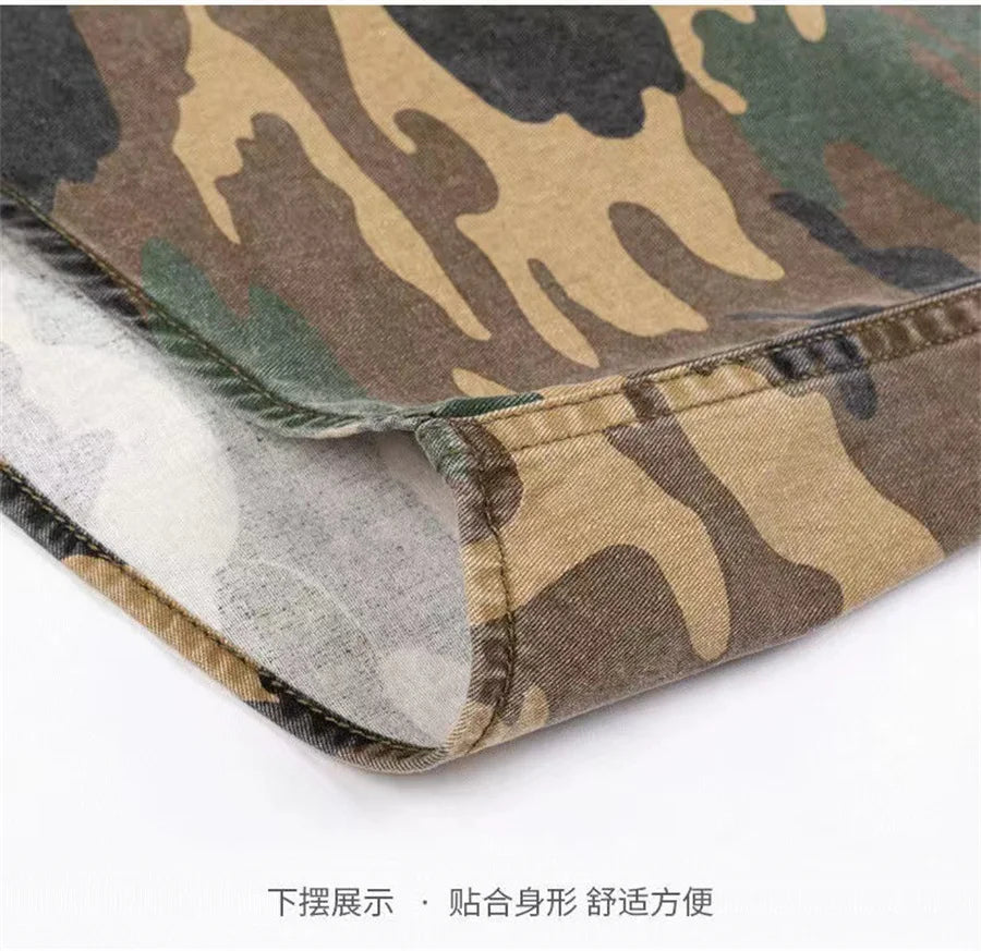 Camouflage Men Cotton Shirts Long Sleeve Printed Cowboy Shirt Jacket Man Casual Outdoor Climbing Tops Streetwear Cargo Clothing