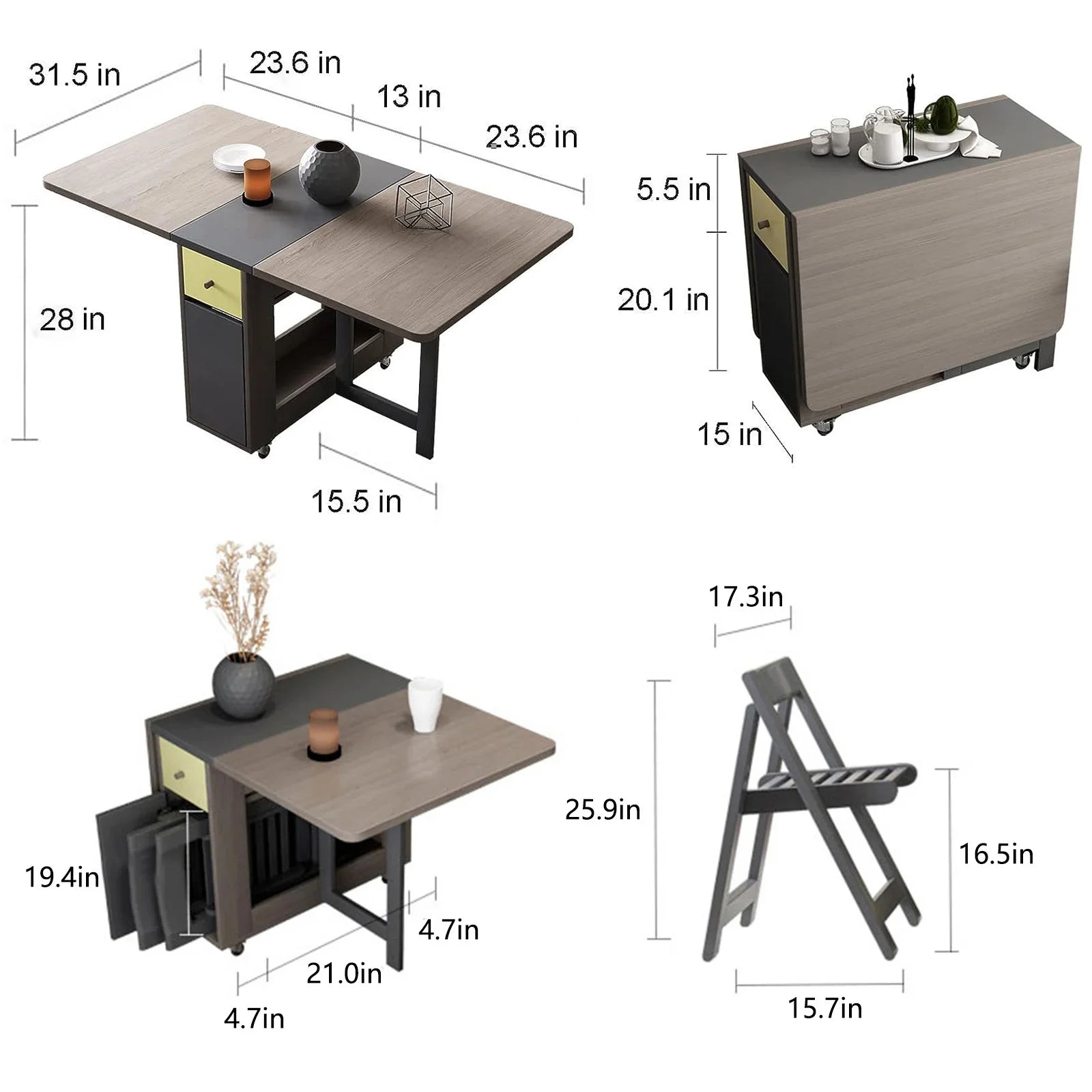 Fashion Folding Dining Table Furniture yemek masasi Multifunctional Rectangle Foldable Dining Table Folding Chairs