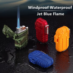 Outdoor Camping Wading Waterproof Lanyard Portable Jet Blue Flame Butane Gas Lighter Turbo Cigar Smoking Accessories Gadgets