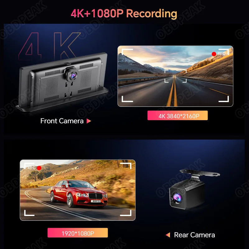 K2 Pro 11.3" Car DVR 4K Camera Wireless Carplay Android auto Ai Screen Dash Cam Dual Len Video Recorder GPS Navigation Dashboard