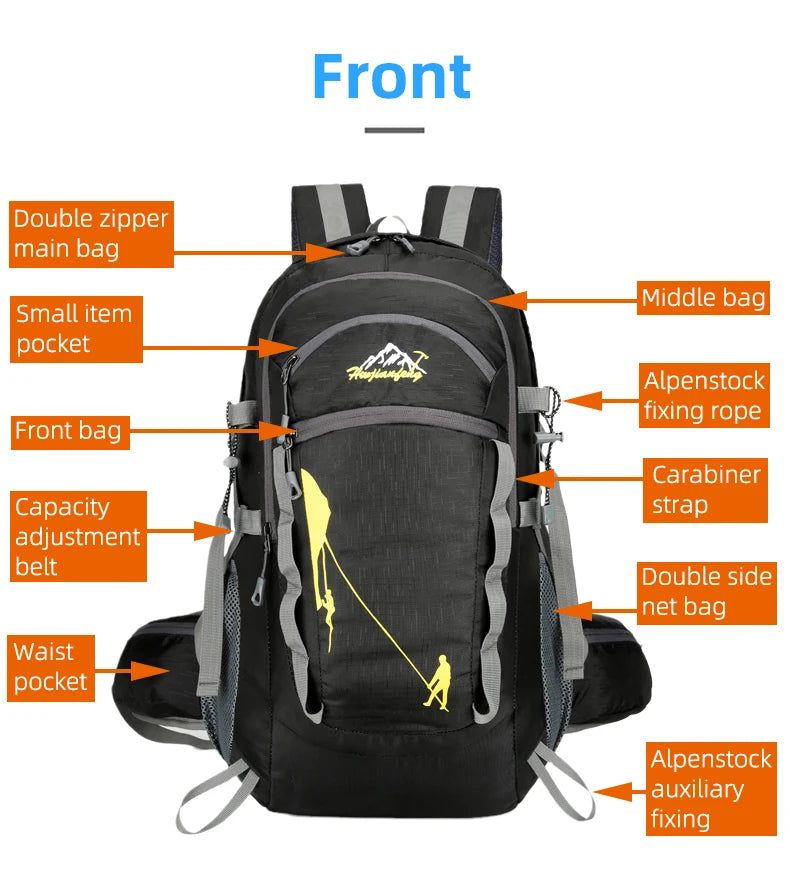 Outdoor Sports Short Distance Trip Backpack Mountaineering Duffel Bag Camping Travel Knapsack Climbing Hiking Hydration Rucksack