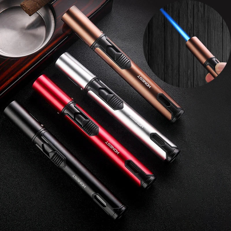 New HONEST Metal Torch Windproof Lighter Refillable Pen Lighter Jet Flame Butane Lighter Kitchen BBQ Candle Camping Men's Gadget