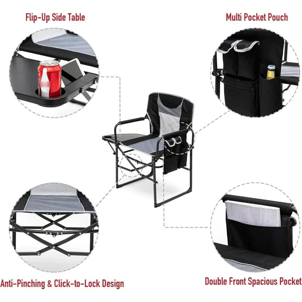 Travel chair beach with side table portable folding chair camping lawn chair outdoor travel fishing foldable furniture