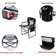 Travel chair beach with side table portable folding chair camping lawn chair outdoor travel fishing foldable furniture