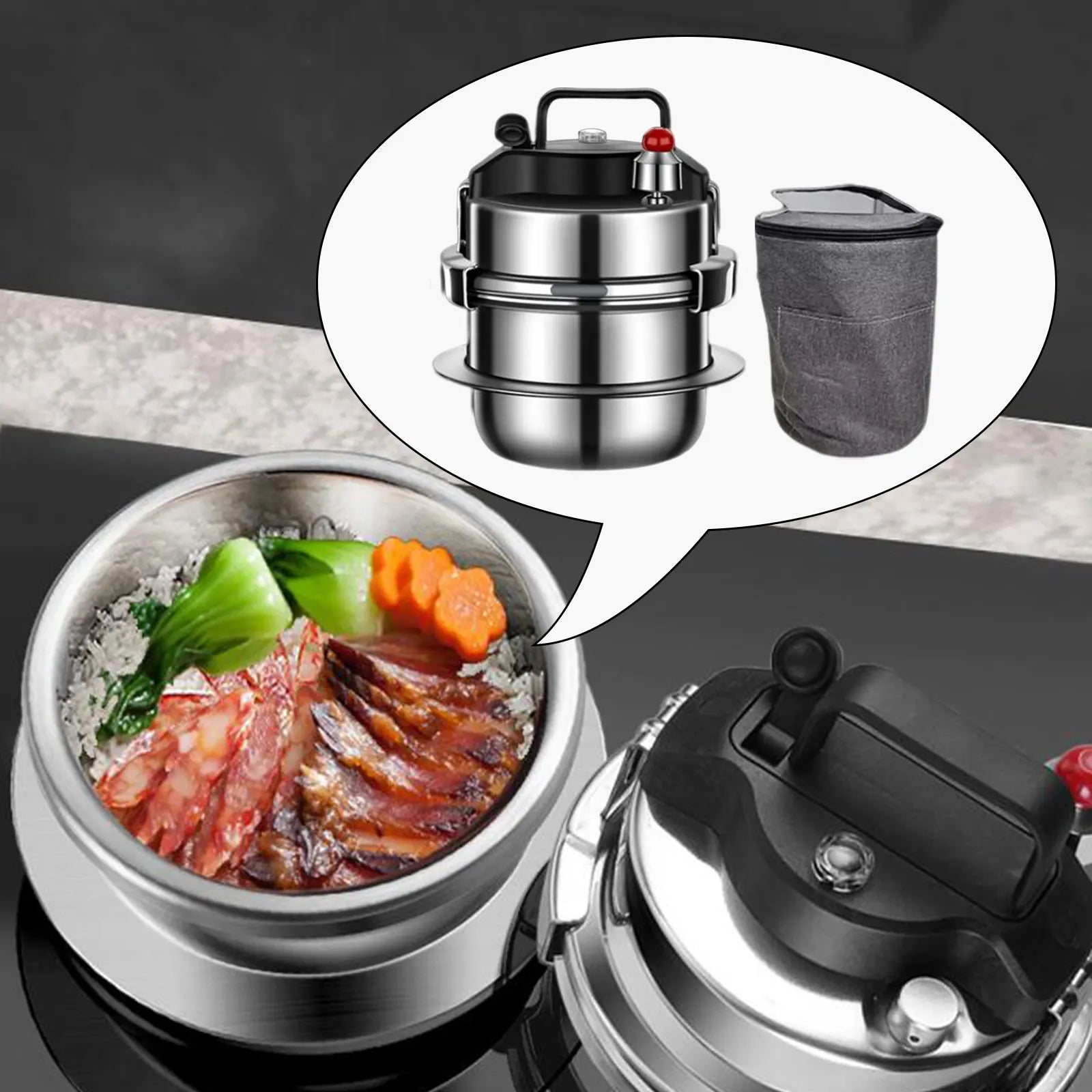 304 Small Pressure Cooker 1.4L Outdoor Camping Multi Layer Household Home Fragrant Rice Cooker 5 Mins Fast Cooking Pot Cookware