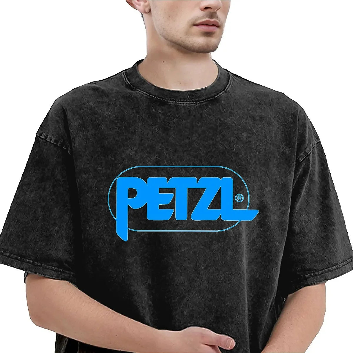 Blue P-PETZLED T Shirt Climbing Hiking Harajuku T Shirts Short Sleeves Streetwear Tops Summer Loose O-Neck Oversize Clothing