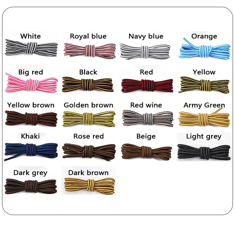 1Pair Boots Round Shoelaces Striped Double Color Shoe Laces Outdoor Hiking Leisure Shoe Lace Sneakers Casual Shoelace Accesories