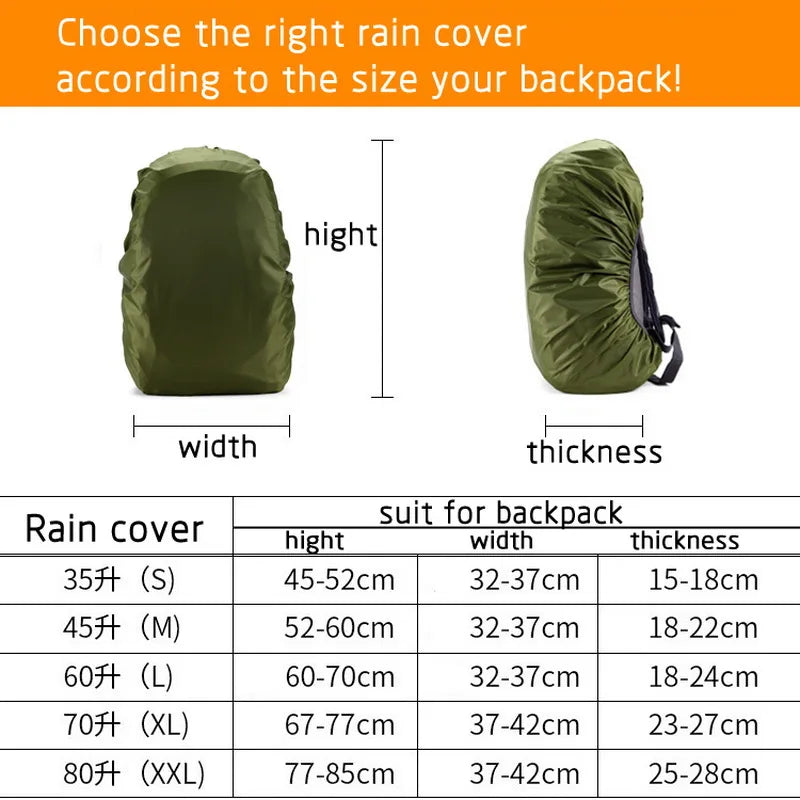 35L/45L/60L/70L/80L Outdoor Camping Hiking Mountaineering Backpack Bag Waterproof Rain Cap Cover