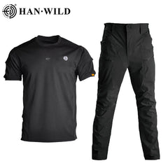 HAN WILD Outdoor Casual Uniform Combat T-shirt Men Clothing Quick Drying Tactical Pants Paintball Suit Hunting Climbing Clothes