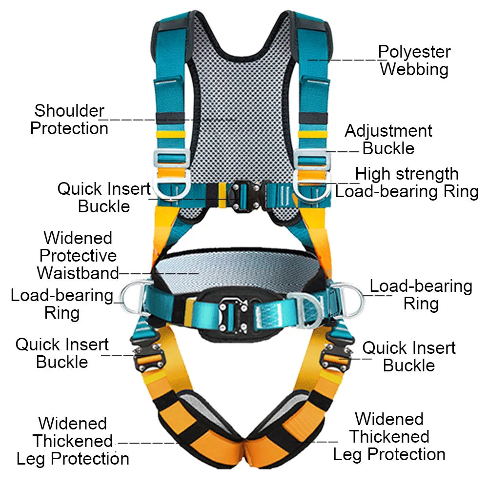 High Altitude Work Safety Harness Five-point Full Body Safety Belt Safety Rope Outdoor Climbing Construction Protect Equipment