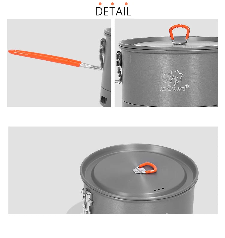 Bulin Ultralight 2L Camping Cookware Pot – Durable Aluminum Alloy Picnic Tableware for Outdoor Adventures