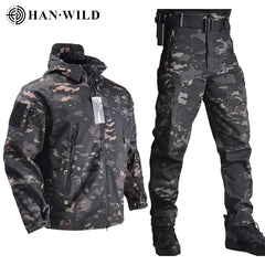 Combat Jacket +Pants Soft Shell Clothes Tactical Suits Fleece Windproof Hunting Clothes Flight Pilot Set Field Men Clothing