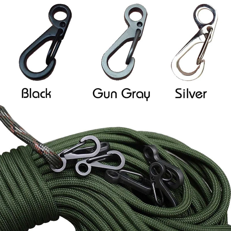 10Pcs/lot Mini Carabiner Paracord Tactical Gear Hooks Key Chain Camping EDC Survival Climbing SF Spring Backpack Clasps Keychain