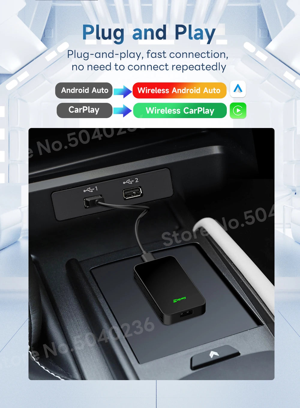 CarlinKit 5.0 Wireless Android Auto CarPlay AIBox Wireless Adapter Spotify Waze Car Navigation Box WiFi BT Wireless Auto Connect