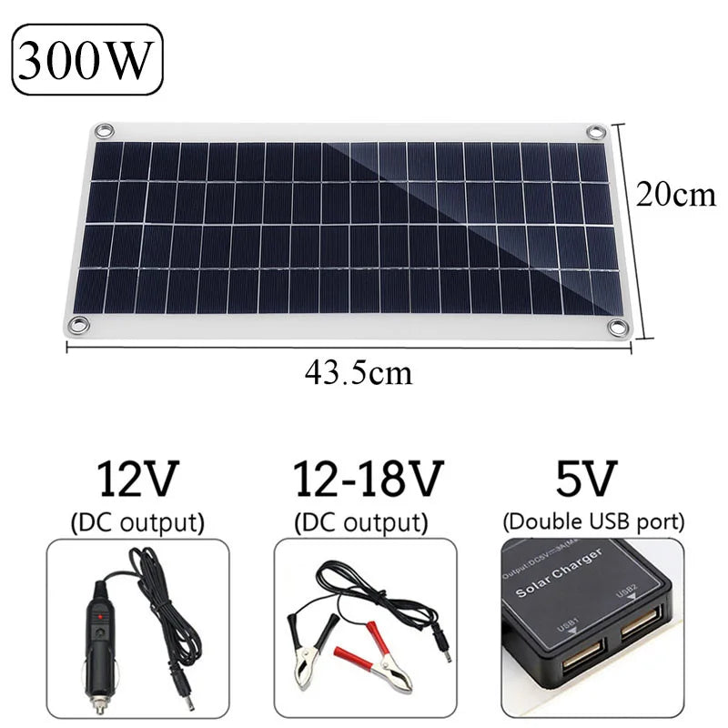 1000W Flexible Solar Panel Kit With 2 USB Complete Portable Power Generator Solar Electric Station For Home Car Yacht RV Boat