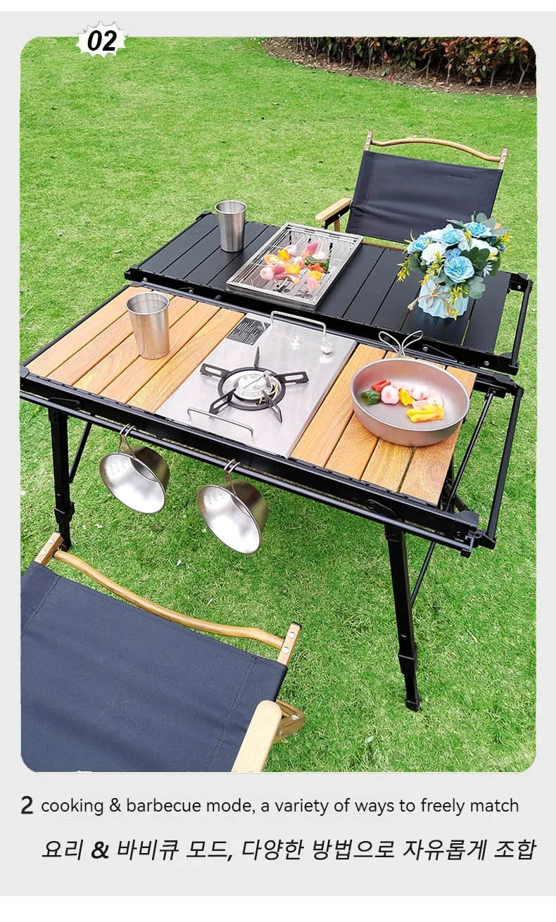 Lohascamping Lightweight Camping Folding multifunctional IGT table roll Brazier table adjustable leg  Desktop burner bbq table